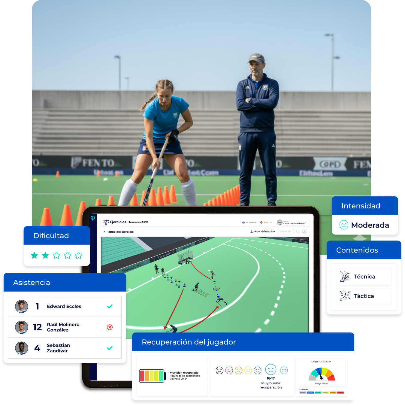 Hockey hierba Ejercicios, sesiones
y recuperación del Esfuerzo