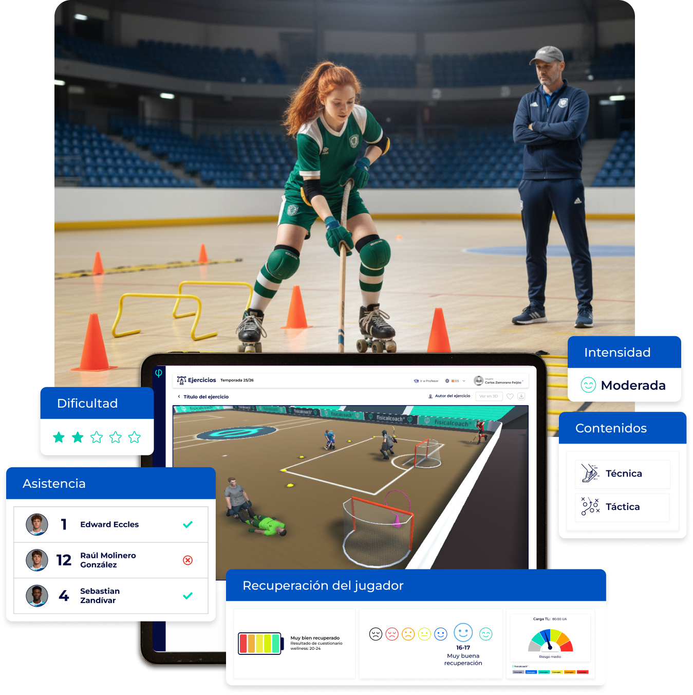 Hockey patines Ejercicios, sesiones
y recuperación del Esfuerzo